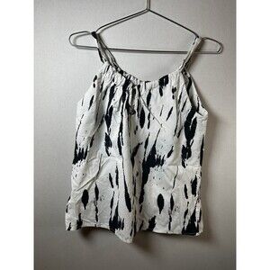 Old Navy Abstract Blouse Womens XS Black White Lightweight Resort Coastal Travel